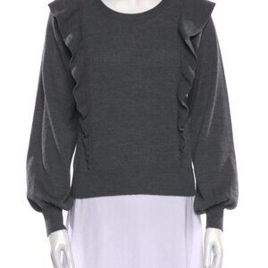 See by Chloe Cropped Gray Ruffled Sweater